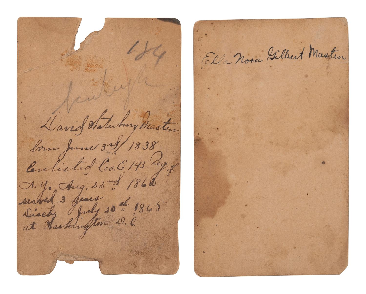 [CIVIL WAR]. Extensive letter archive of Private David W. Masten, Co. E, New York 143rd Infantry, musician, private, and member of the Ambulance Corps.