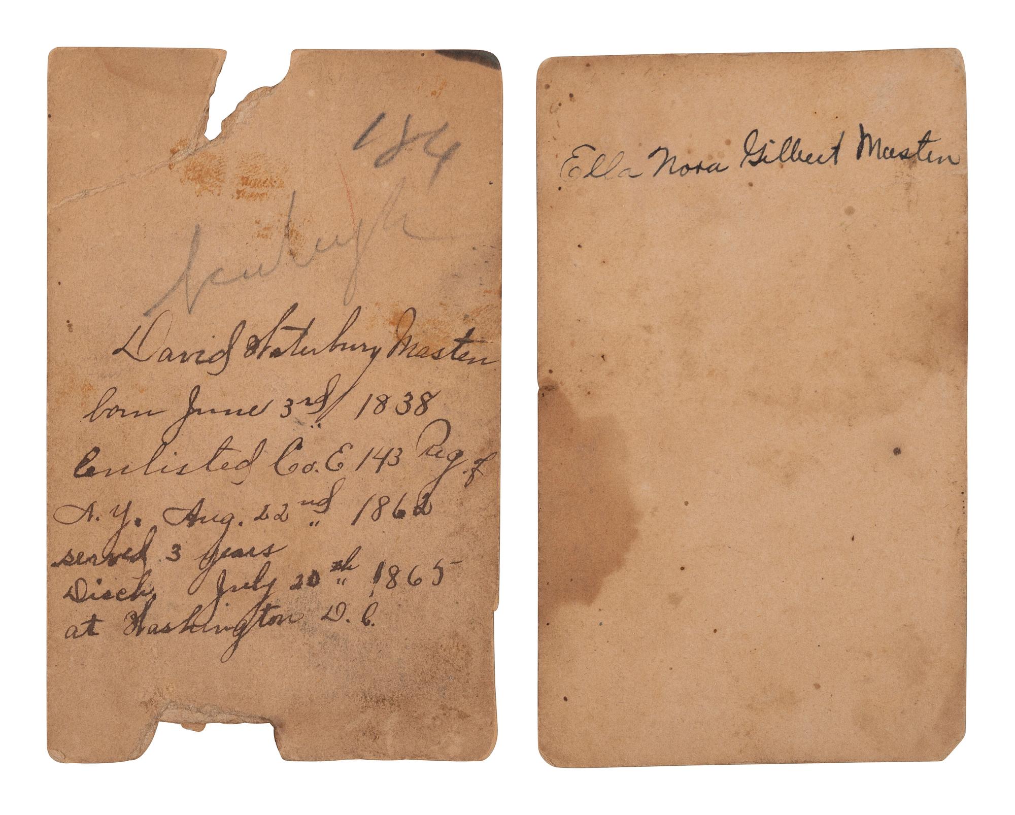 [CIVIL WAR]. Extensive letter archive of Private David W. Masten, Co. E, New York 143rd Infantry, musician, private, and member of the Ambulance Corps.