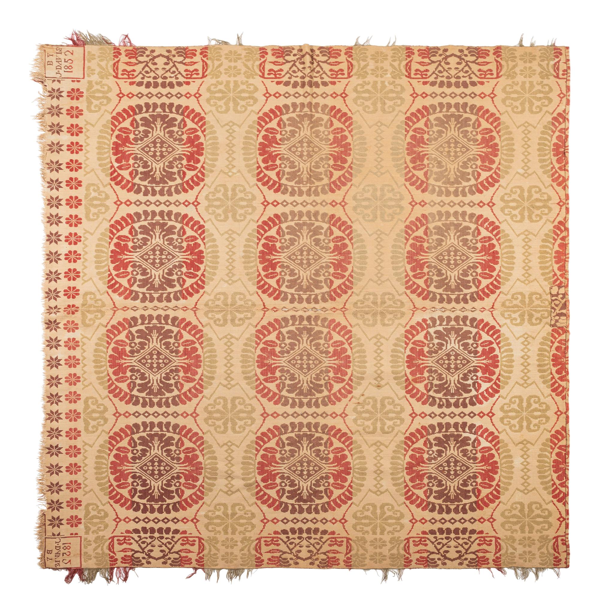 Three Jacquard Woven Cotton Coverlets