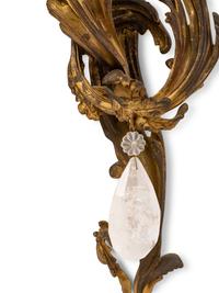 A Pair of Rococo Style Gilt Bronze and Crystal Three-Light Wall Sconces — LATE 19TH CENTURY