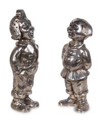 Two Pairs of Silver Figural Salt and Pepper Shakers