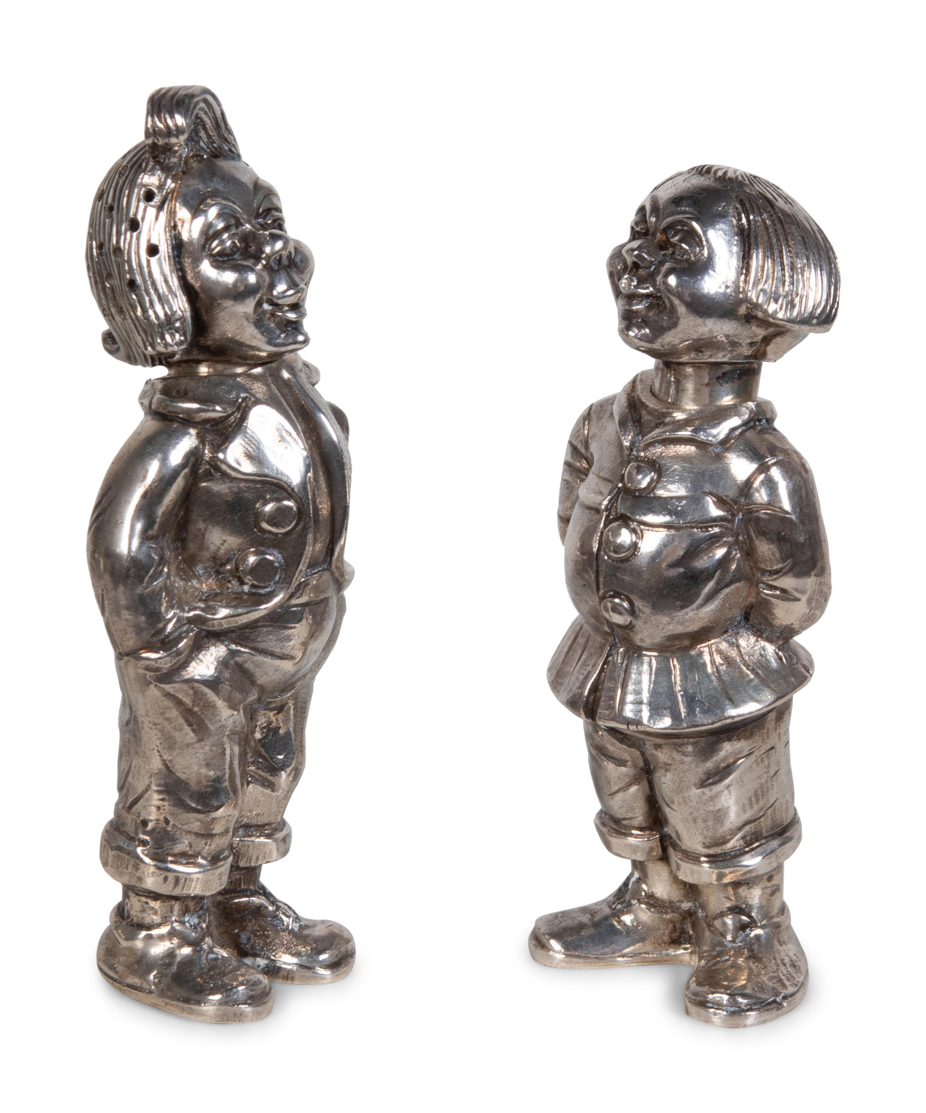 Two Pairs of Silver Figural Salt and Pepper Shakers