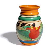 Clarice Cliff (English, 1899-1972) — Red Tulip (Tulip & Leaves) pattern vase