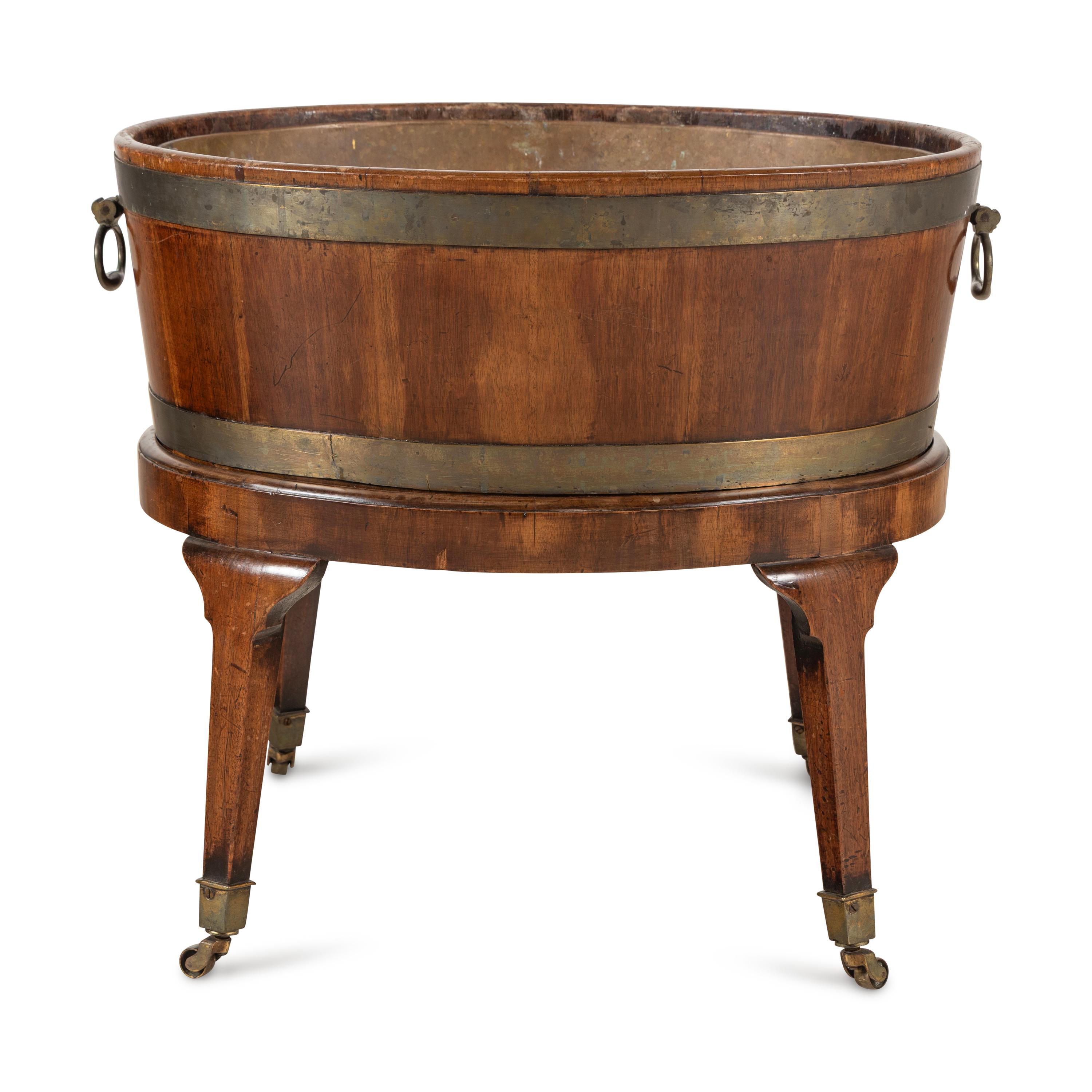 A George III Brass-Bound Mahogany Wine Cooler