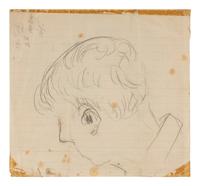 LAWRENCE, D. H. (1885-1930). Original pencil drawing, a profile head study of David Garnett, signed in pencil, 1913.