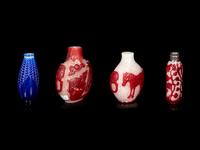 Four Chinese Peking Glass Snuff Bottles