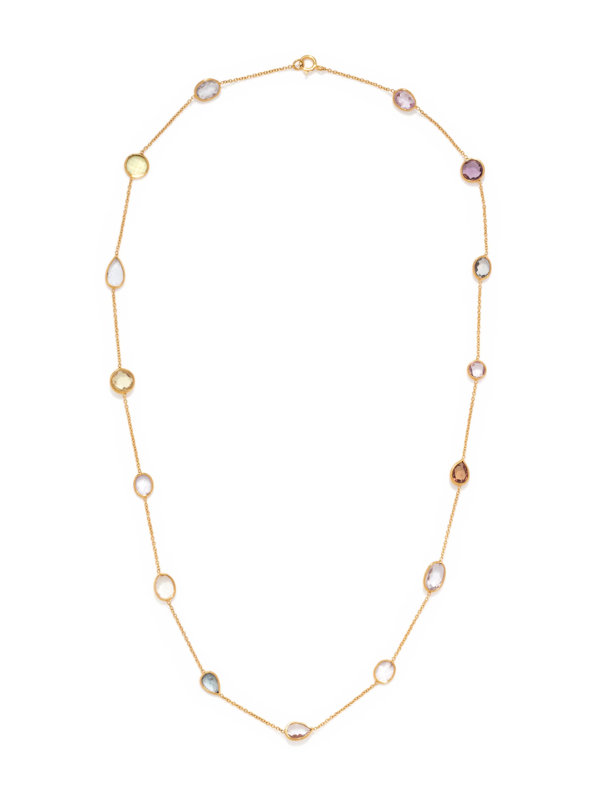 COLLECTION OF YELLOW GOLD AND GEMSTONE NECKLACES