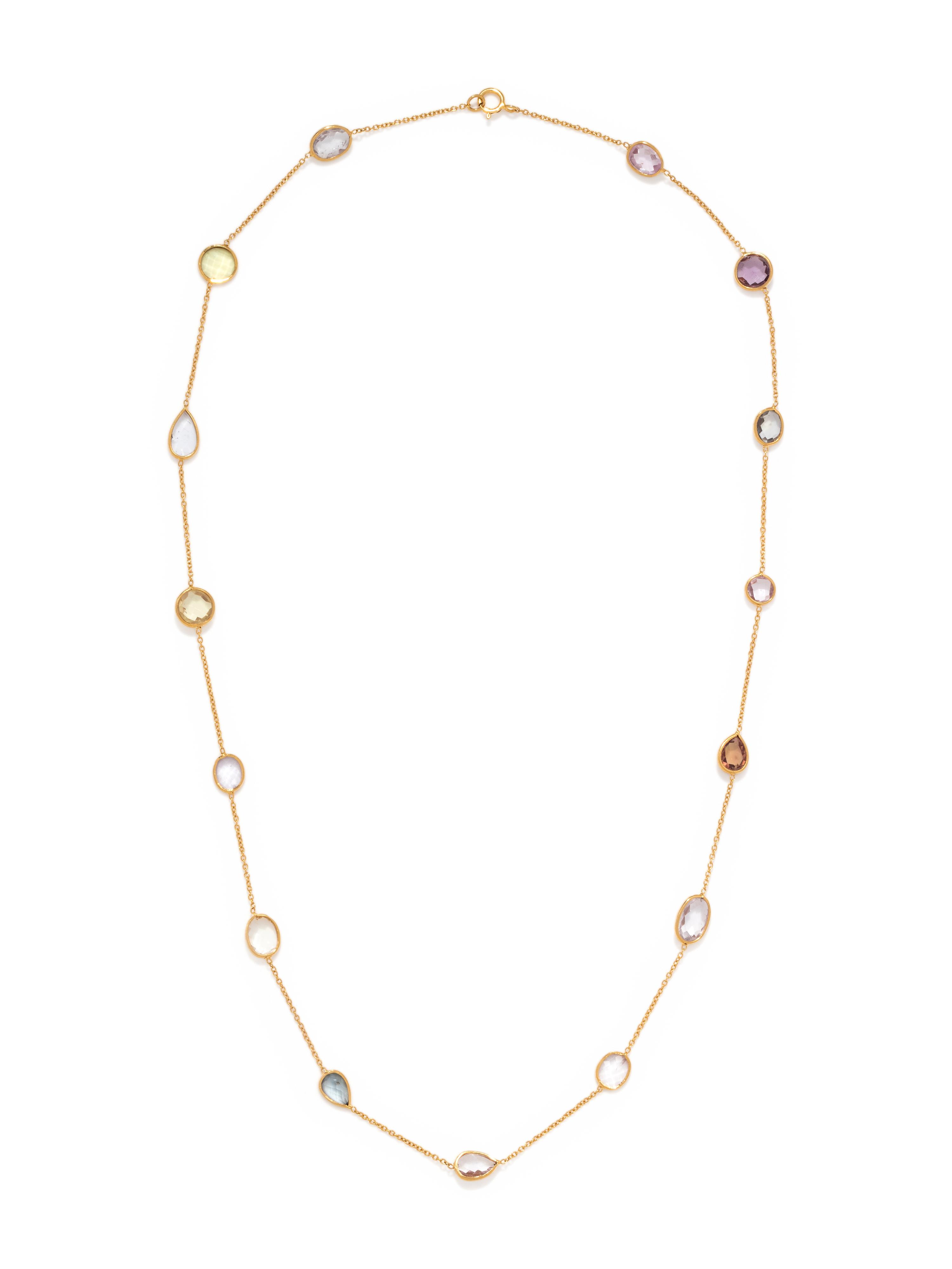 COLLECTION OF YELLOW GOLD AND GEMSTONE NECKLACES