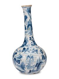 A Dutch Delft Blue and White Glazed Vase