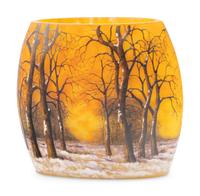 A Daum Nancy 'Winter' Enameled Glass Pillow Vase