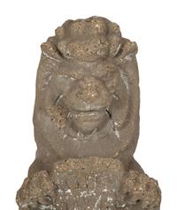 A Pair of Cast Cement Lions Holding Armorial Shields