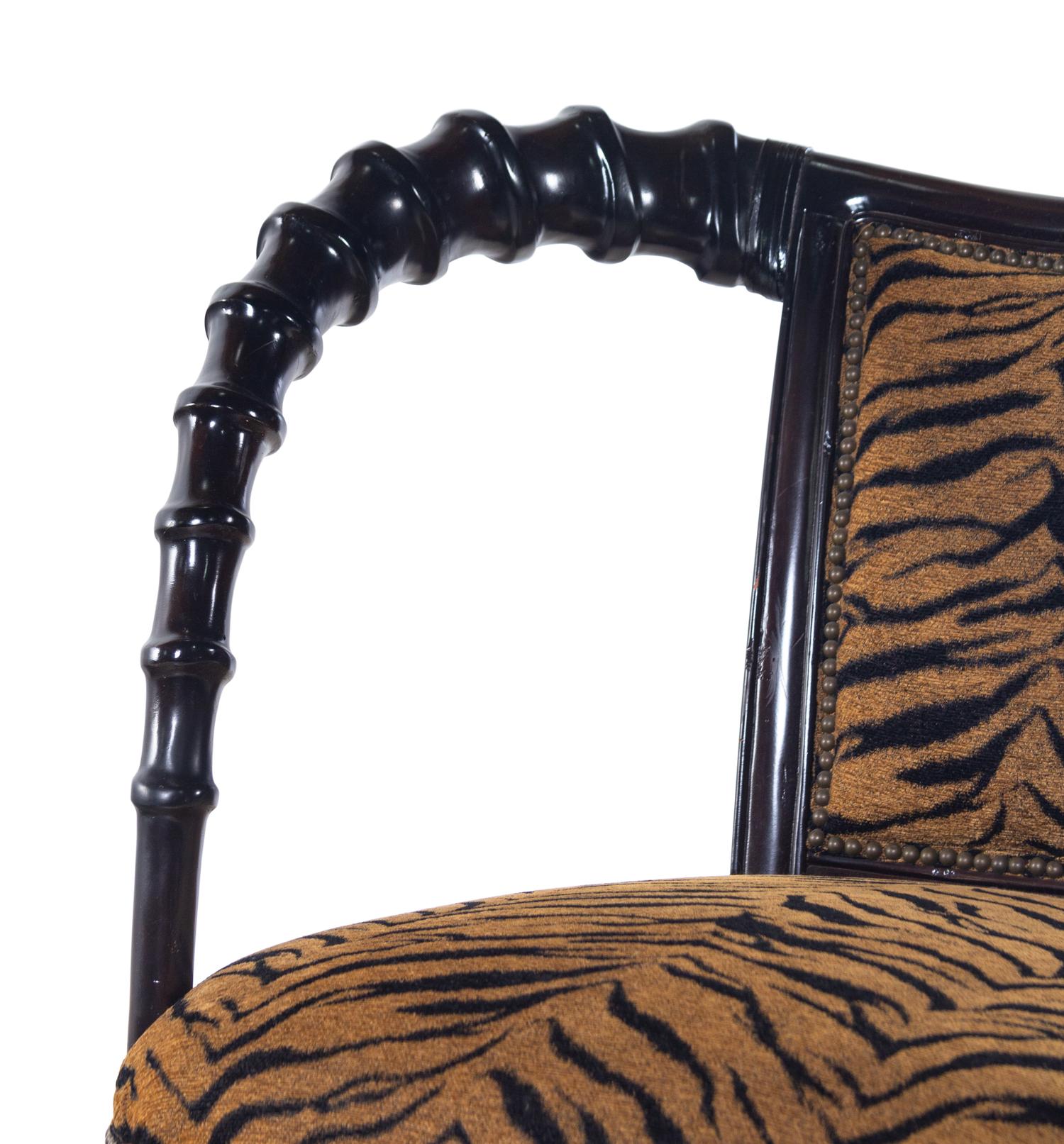 A Thomasville Hemingway Carved Wood Horn Armchair