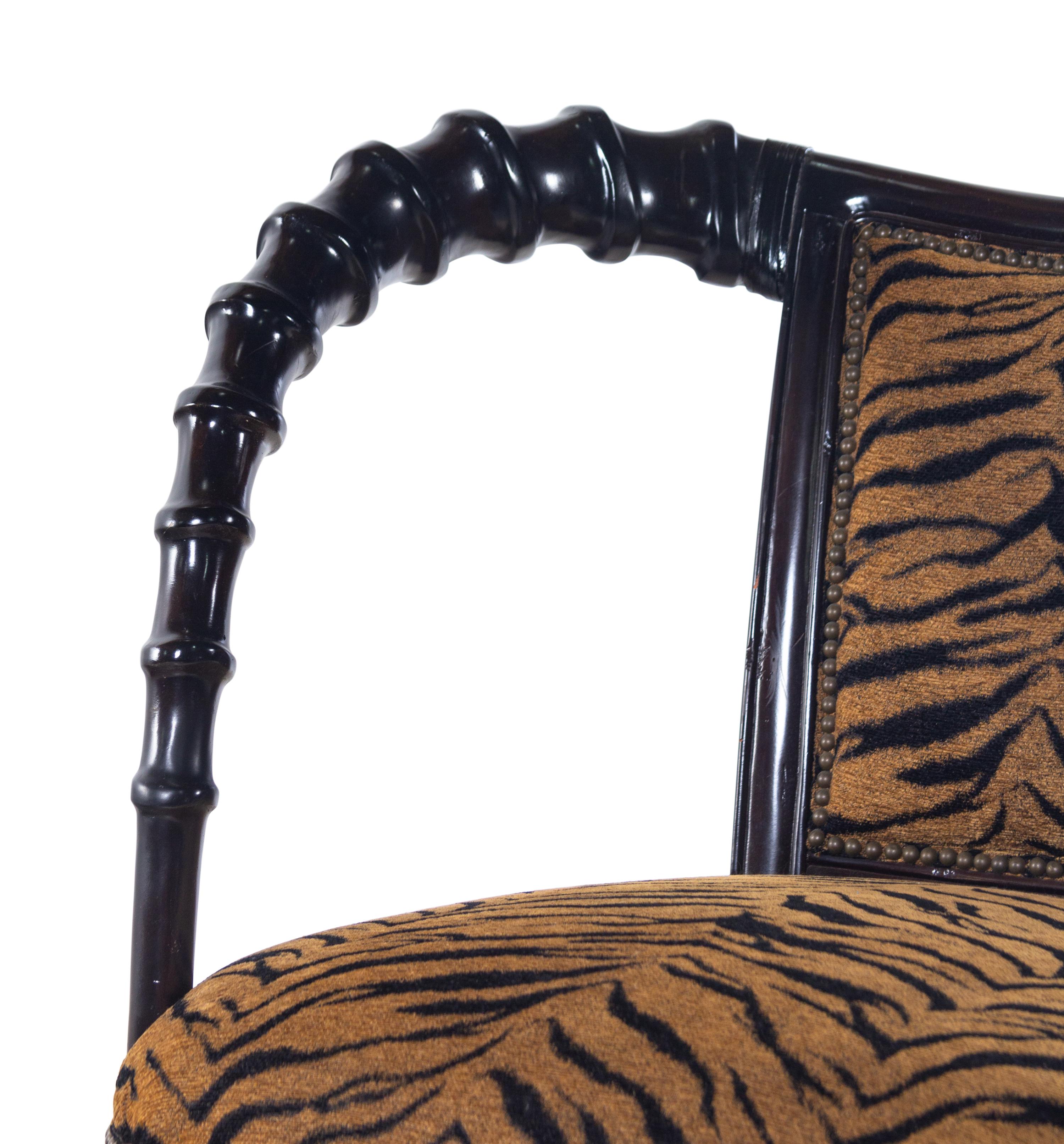 A Thomasville Hemingway Carved Wood Horn Armchair