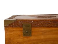 A Korean Brass Mounted Carved Hardwood Blanket Chest