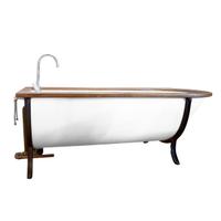 A Zinc and Wood Bathtub 60" W x 28" D x 31" H, 21" H to top of tub — United States, Early 20th Century