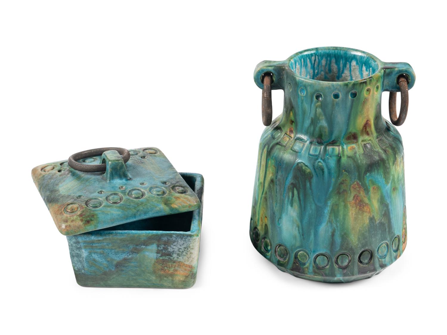 Group of Four Articles, c. 1960 vase, lidded box, large ashtray, and bowl Raymor, Italy