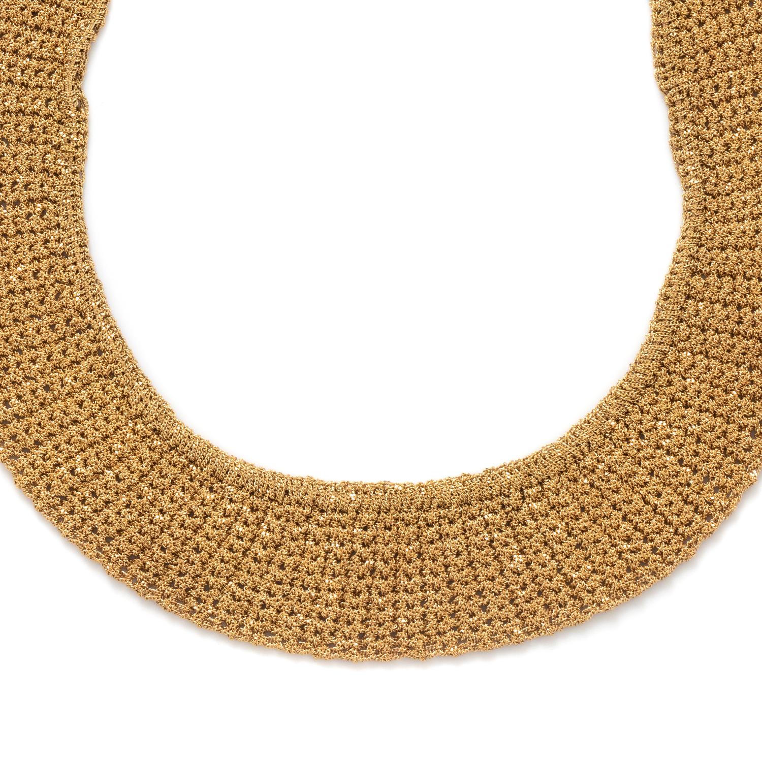 YELLOW GOLD MESH COLLAR NECKLACE