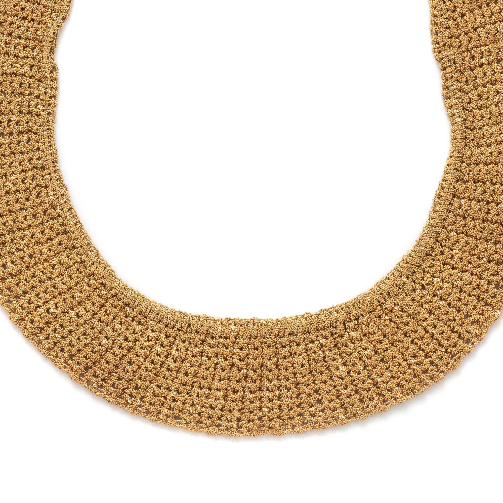 YELLOW GOLD MESH COLLAR NECKLACE