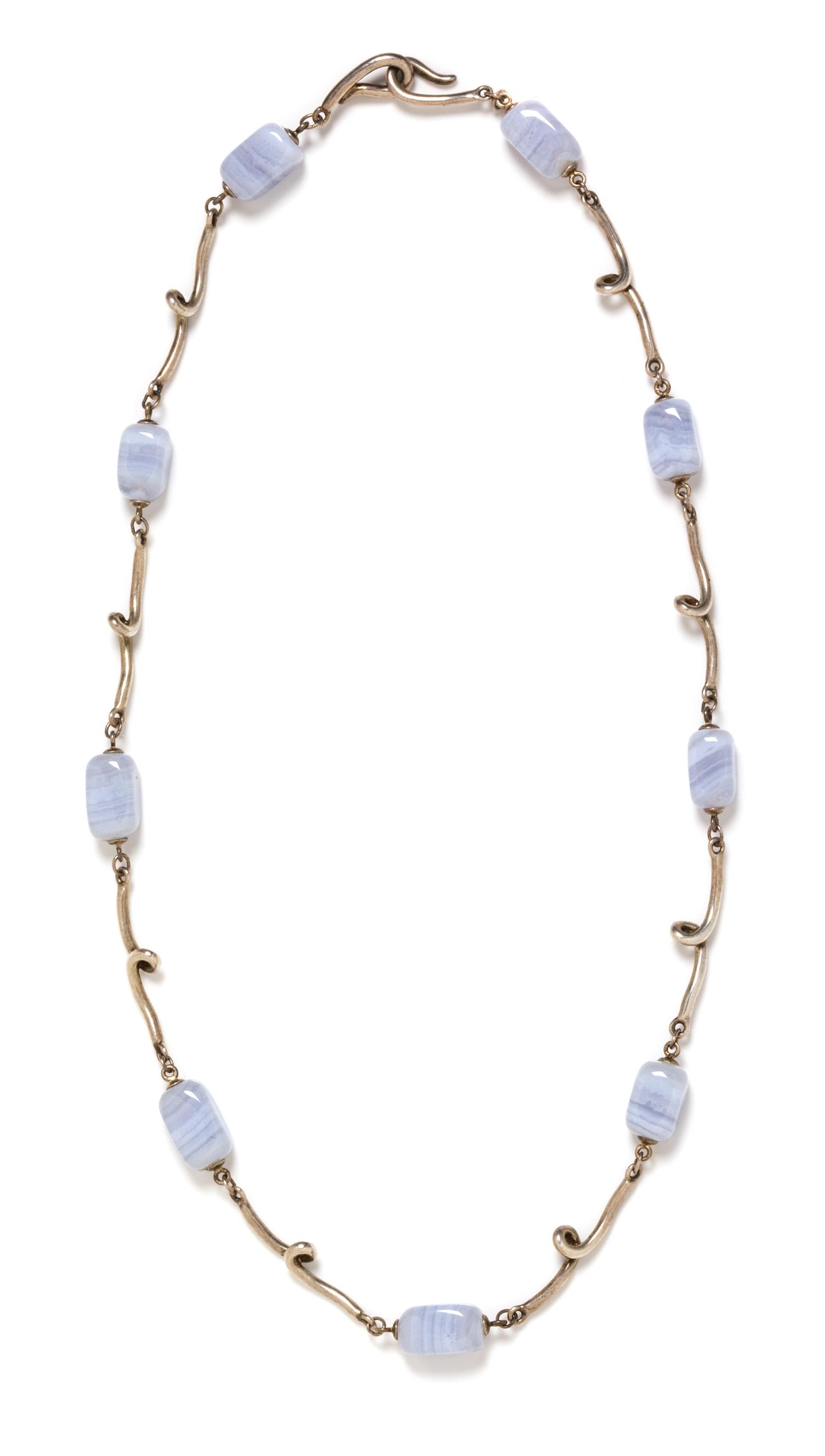 A Sterling Silver and Blue Lace Agate Necklace, Tiffany & Co., 16.40 dwts.