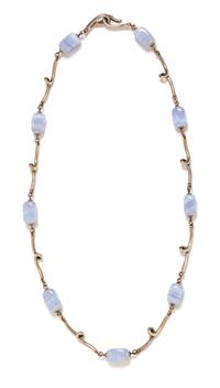 A Sterling Silver and Blue Lace Agate Necklace, Tiffany & Co., 16.40 dwts.