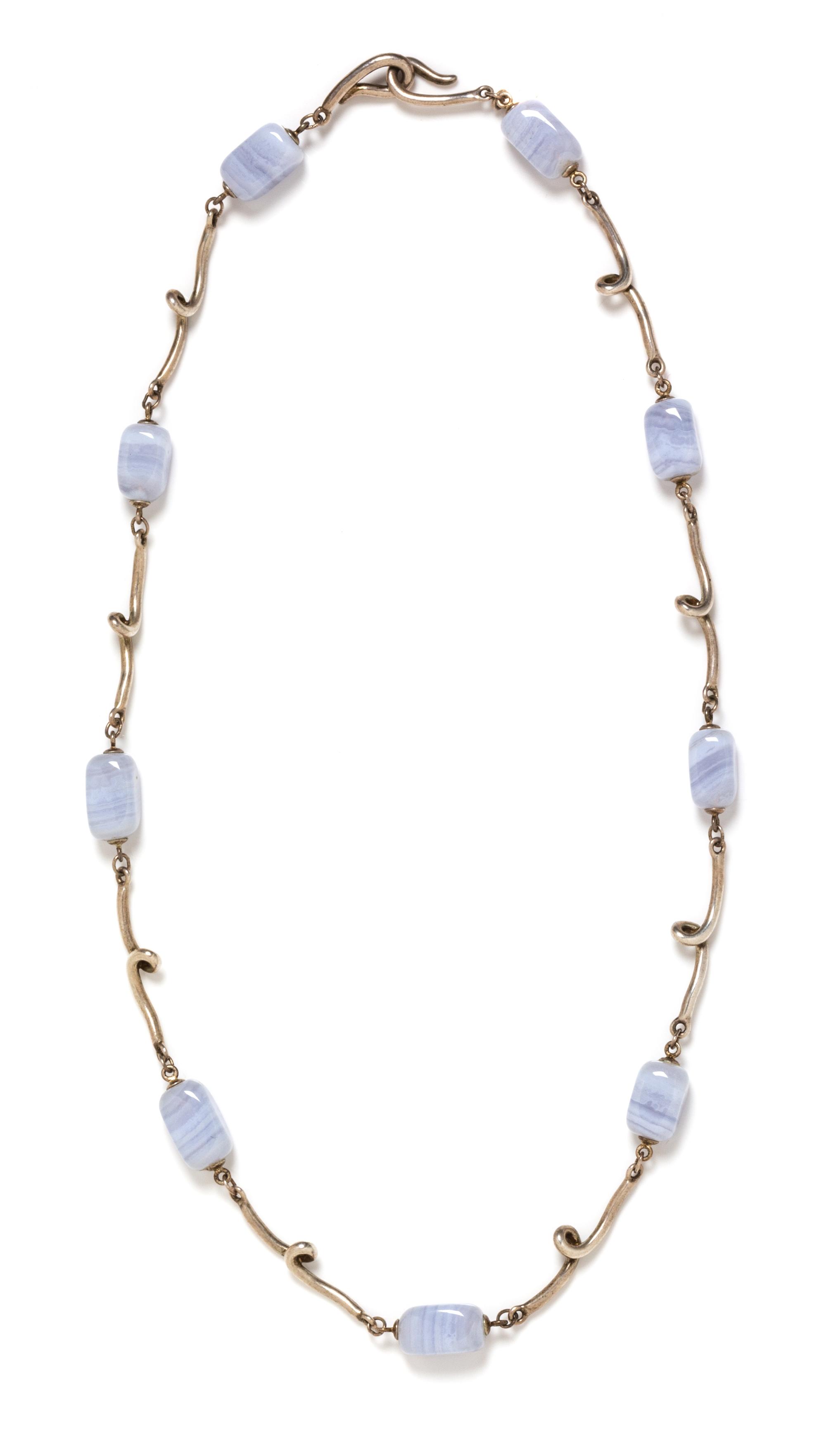 A Sterling Silver and Blue Lace Agate Necklace, Tiffany & Co., 16.40 dwts.