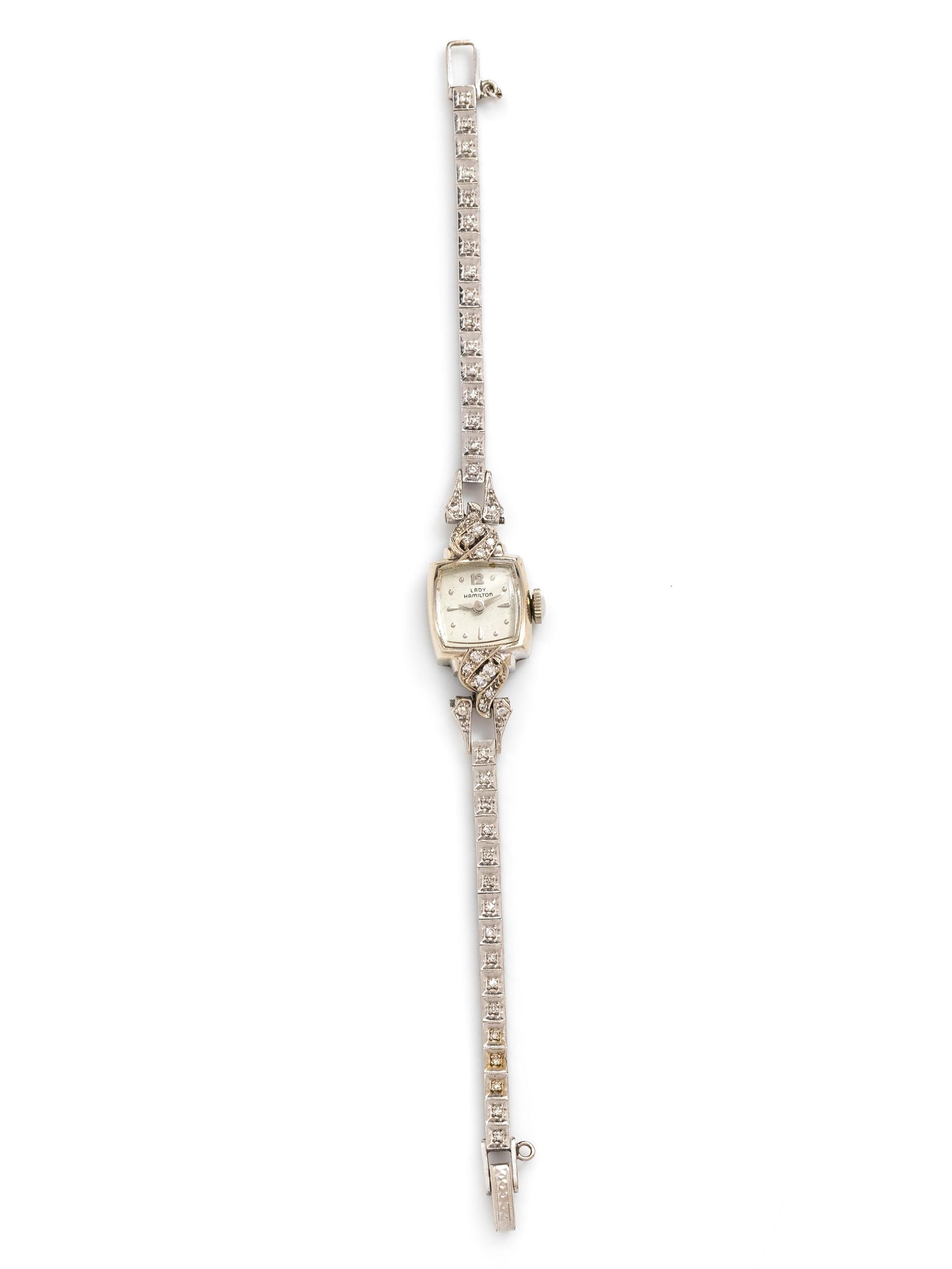 HAMILTON, 14K WHITE GOLD AND DIAMOND WRISTWATCH