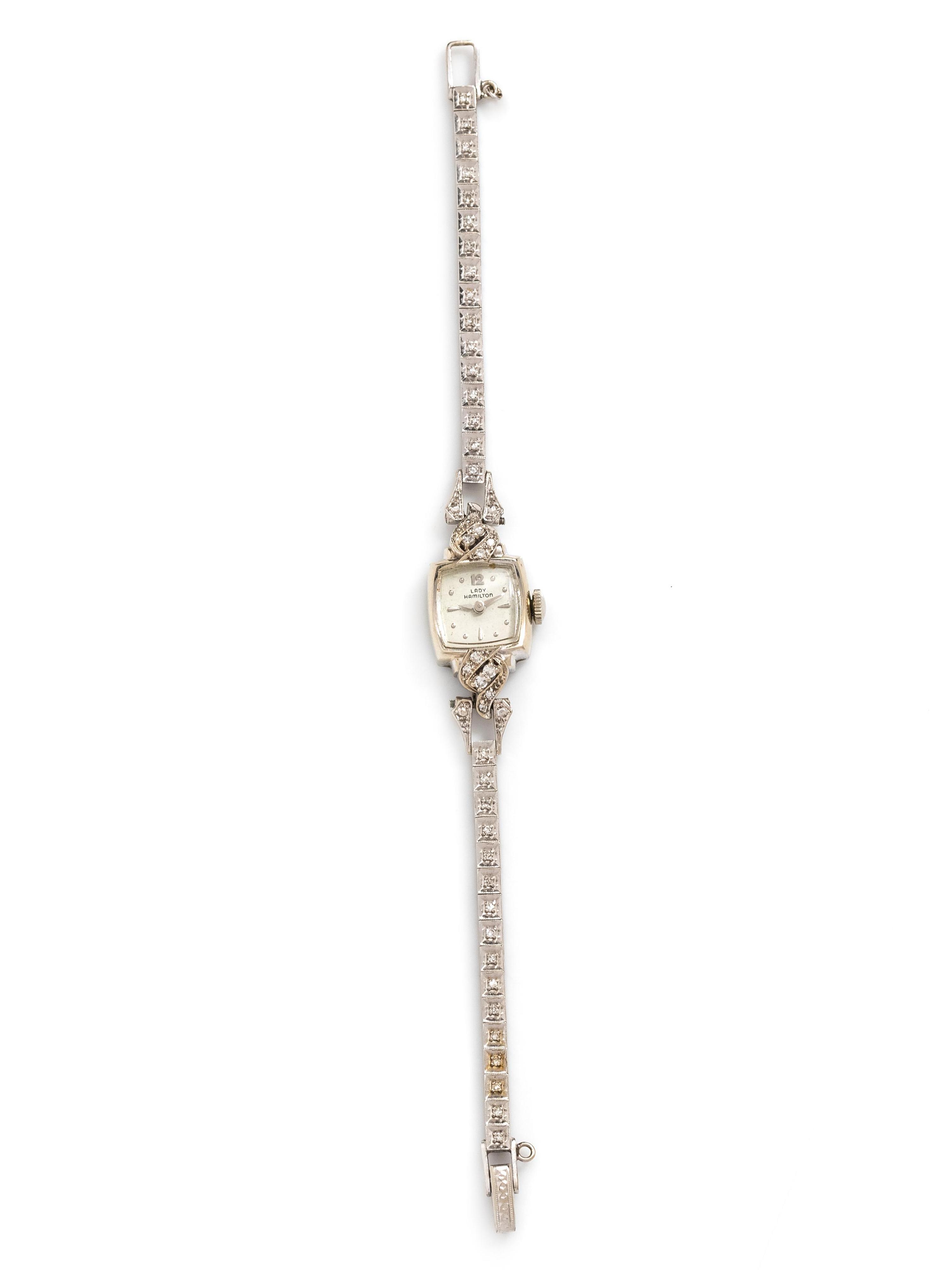 HAMILTON, 14K WHITE GOLD AND DIAMOND WRISTWATCH