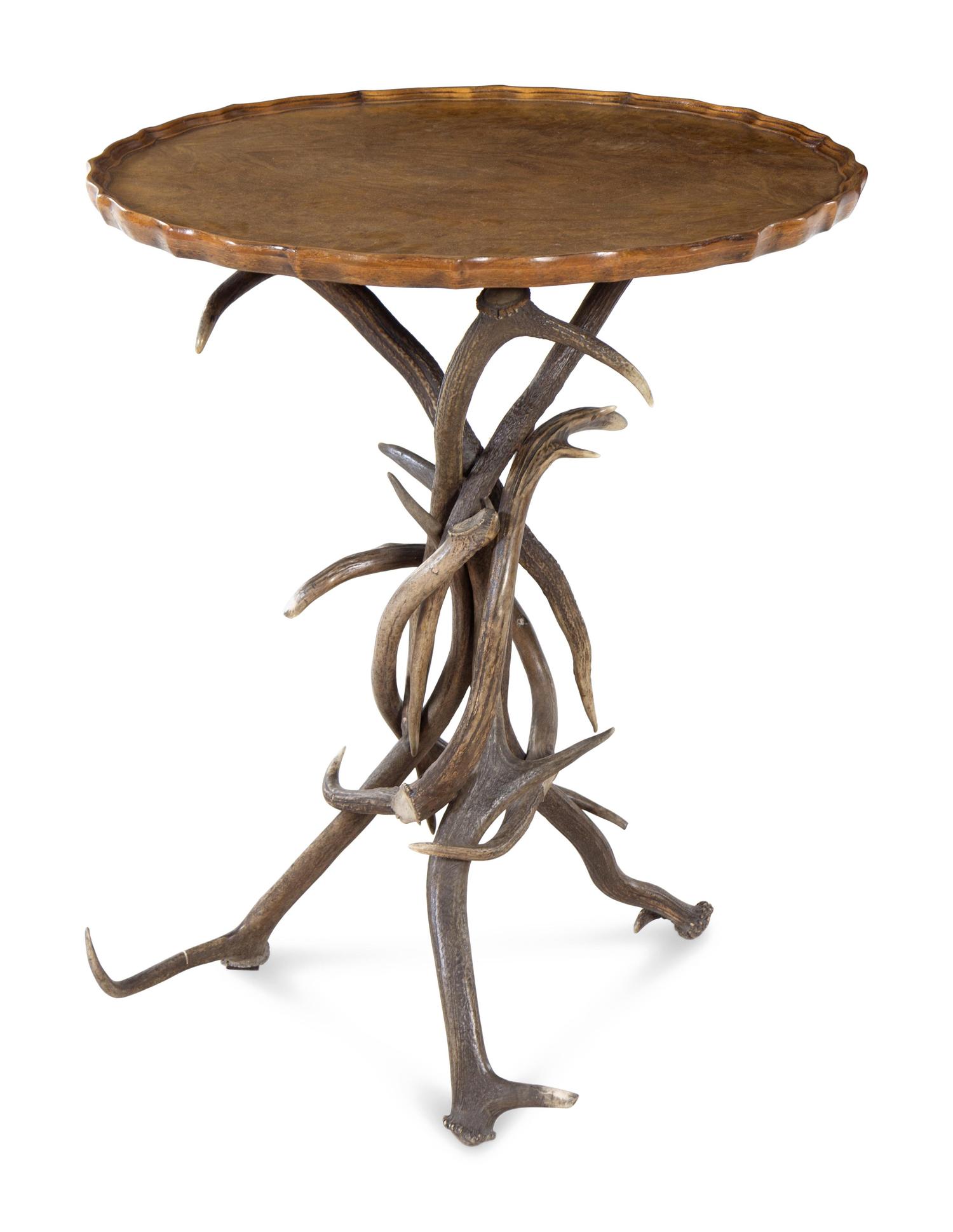 A South German or Austrian Walnut and Antler Table