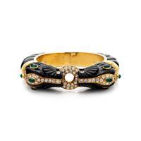 MAZ, ONYX, EMERALD AND DIAMOND BANGLE BRACELET