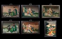 Six Chinese Reverse Glass Paintings