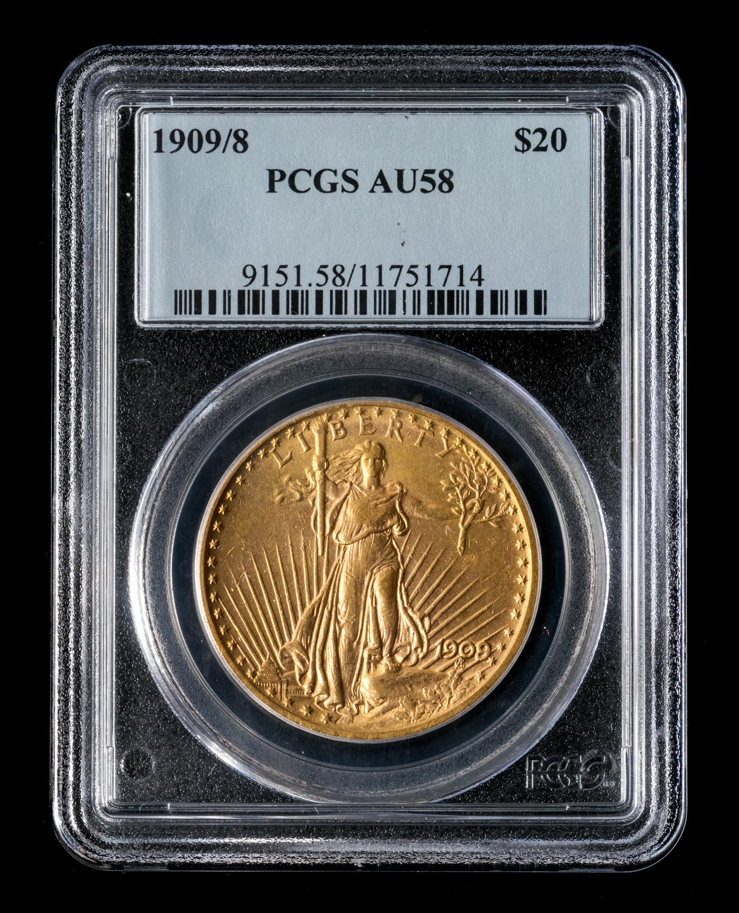 A United States 1909/8 St. Gaudens $20 Gold Coin