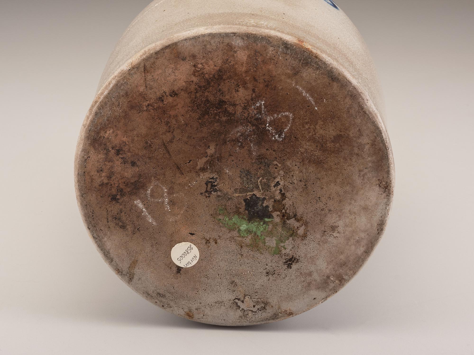 An E and L.P. Norton Cobalt Decorated Stoneware Two-Gallon Leaf Jug
