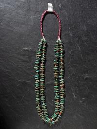 Double-strand #8 Turquoise, Heishi, and Coral Necklace