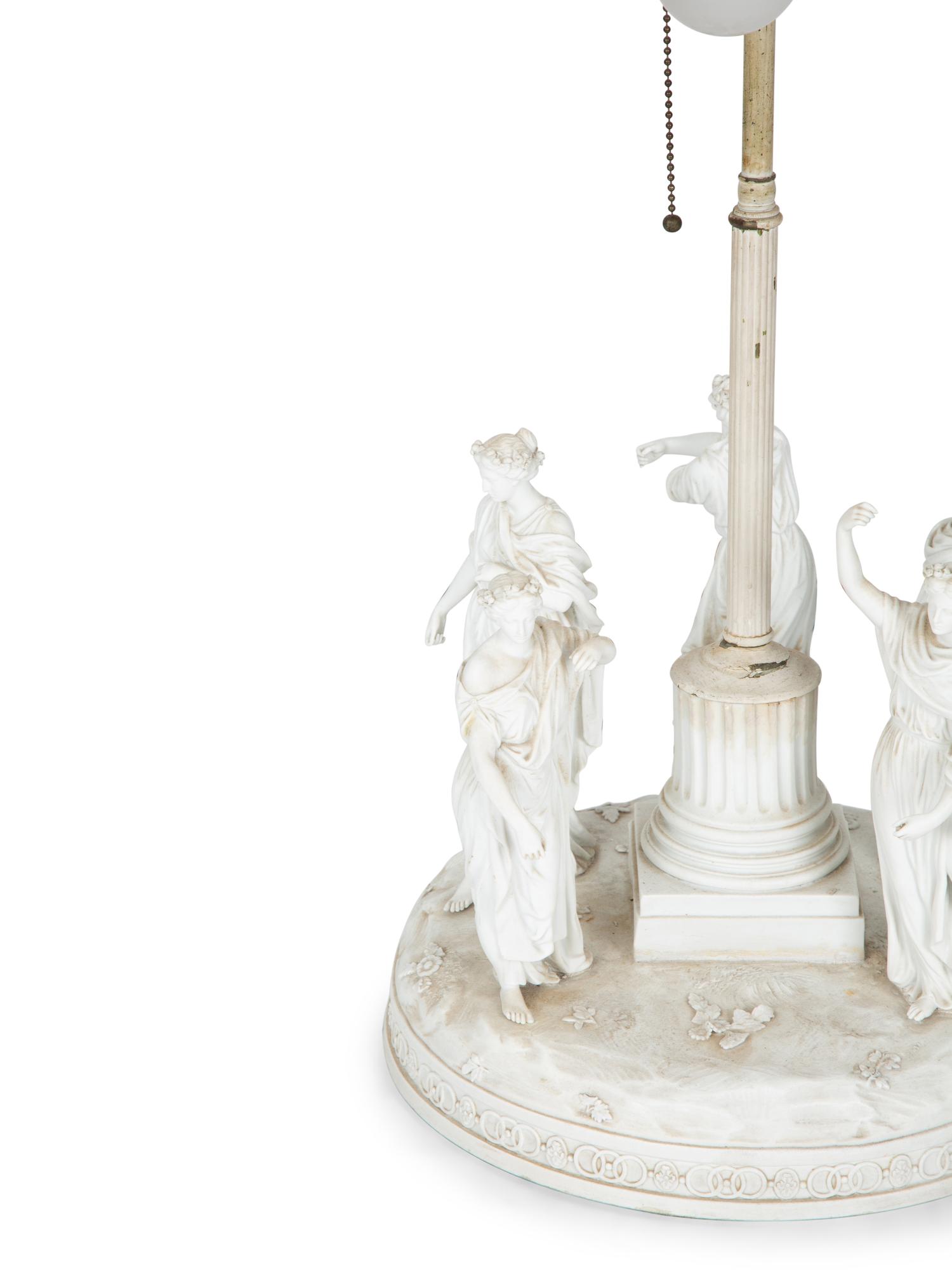 A Neoclassical Style French Bisque Porcelain Figural Lamp