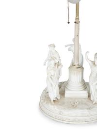 A Neoclassical Style French Bisque Porcelain Figural Lamp