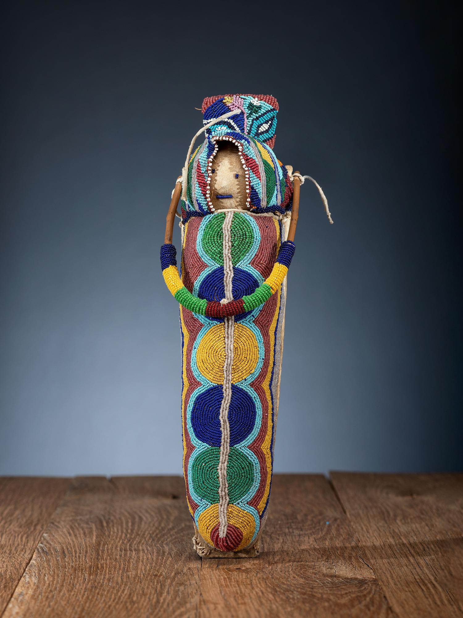 Umatilla Beaded Hide Doll Cradle