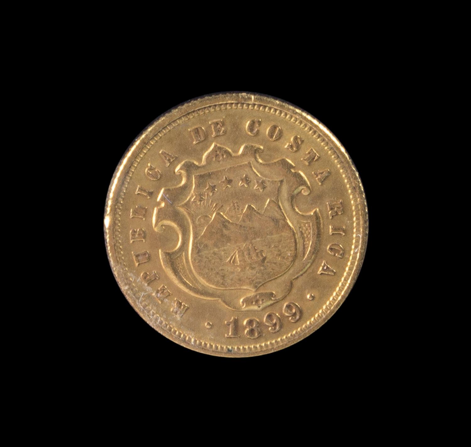 A Costa Rica 1899 5 Colones Gold Coin