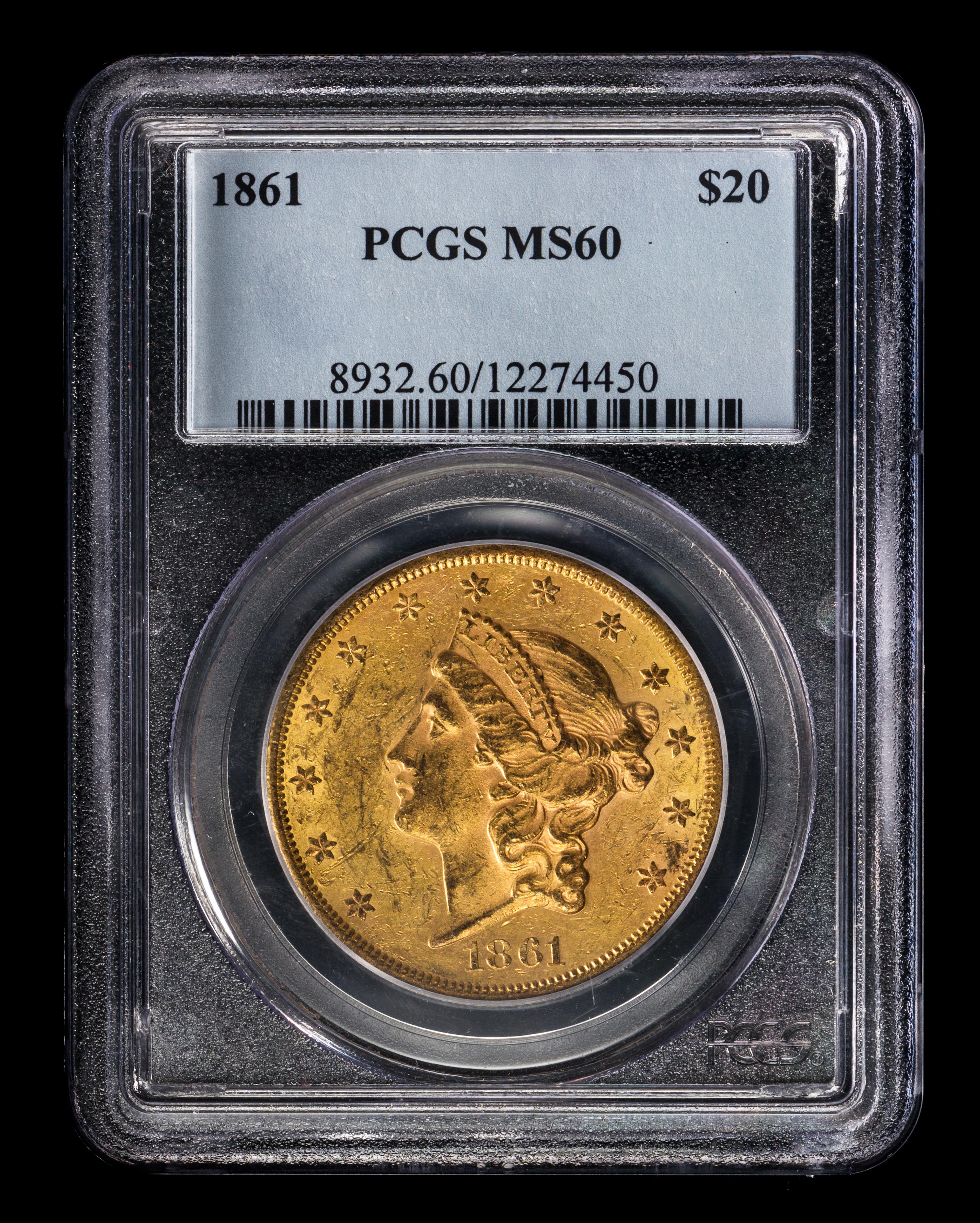 A United States 1861 Liberty Head $20 Gold Coin