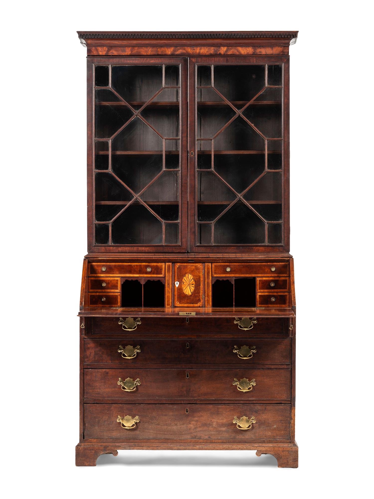 A George III Mahogany Bureau Bookcase