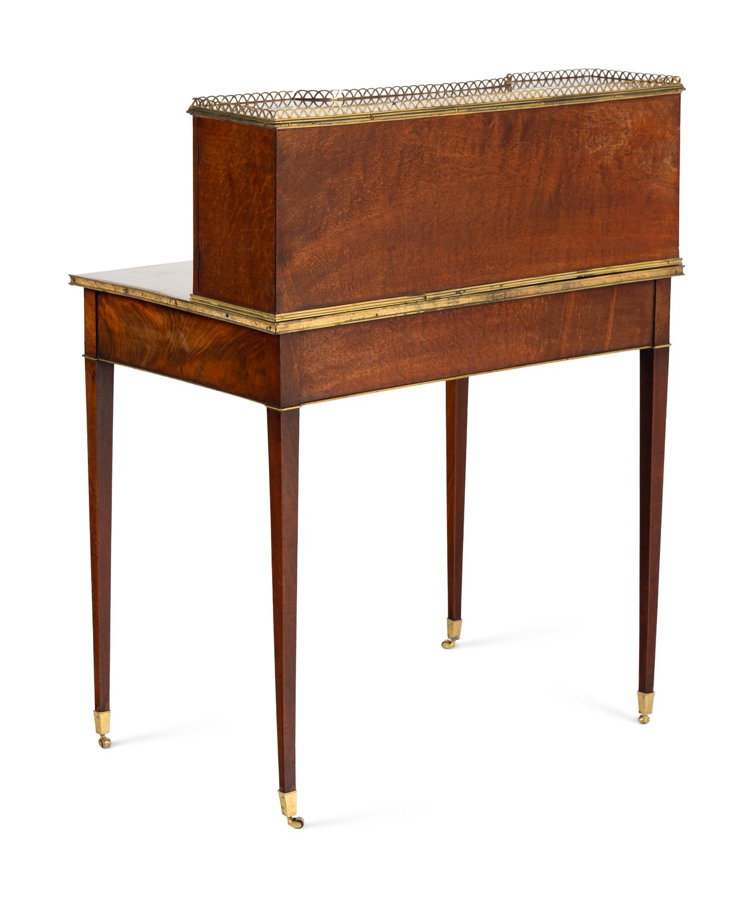 A Regency Tulipwood and Mahogany Bonheur du Jour