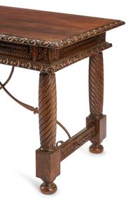 A Spanish Baroque Style Walnut Trestle Table