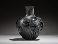 Micaceous Blackware Swirling Pottery Jar, Collaboration