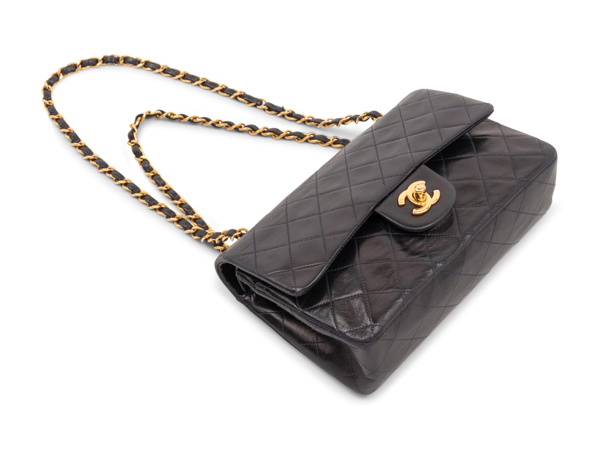 Chanel Navy Classic Medium Double Flap, 1996-97