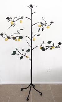 A Painted Tole Model of a Lemon Tree Height 63 inches.