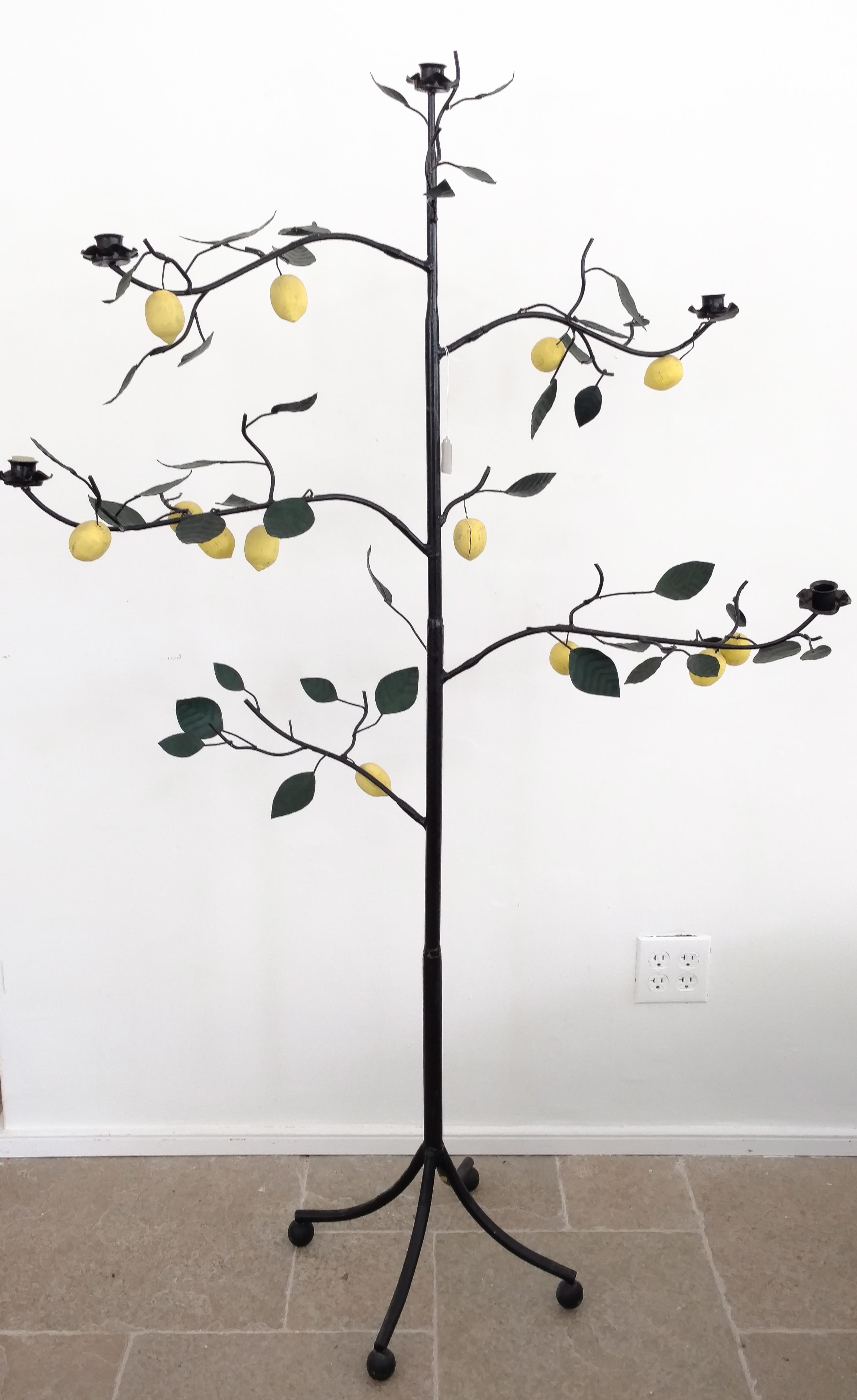 A Painted Tole Model of a Lemon Tree Height 63 inches.