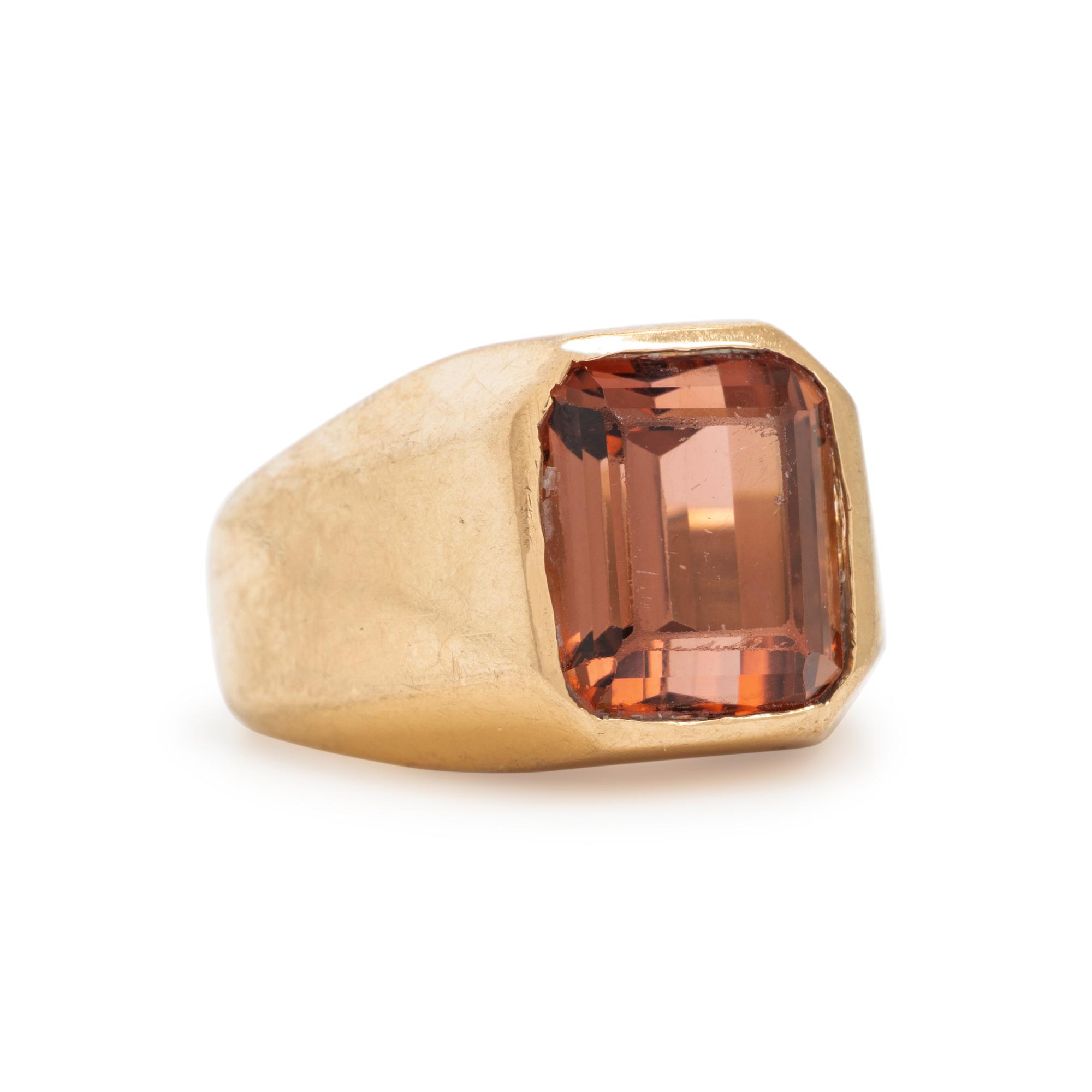 Pink Tourmaline and Yellow Gold Ring