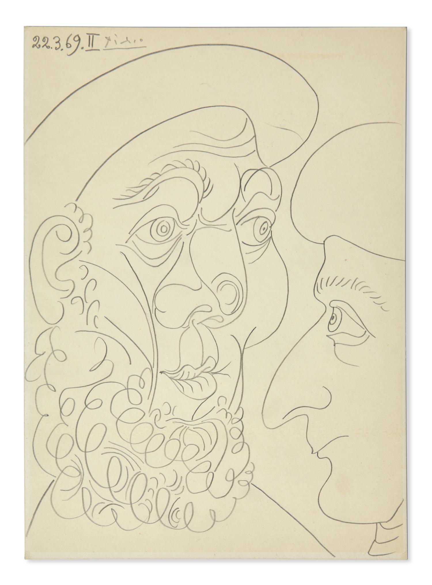 Tête d'Homme (with Deux Têtes verso), 1969 | A Double-Sided Drawing