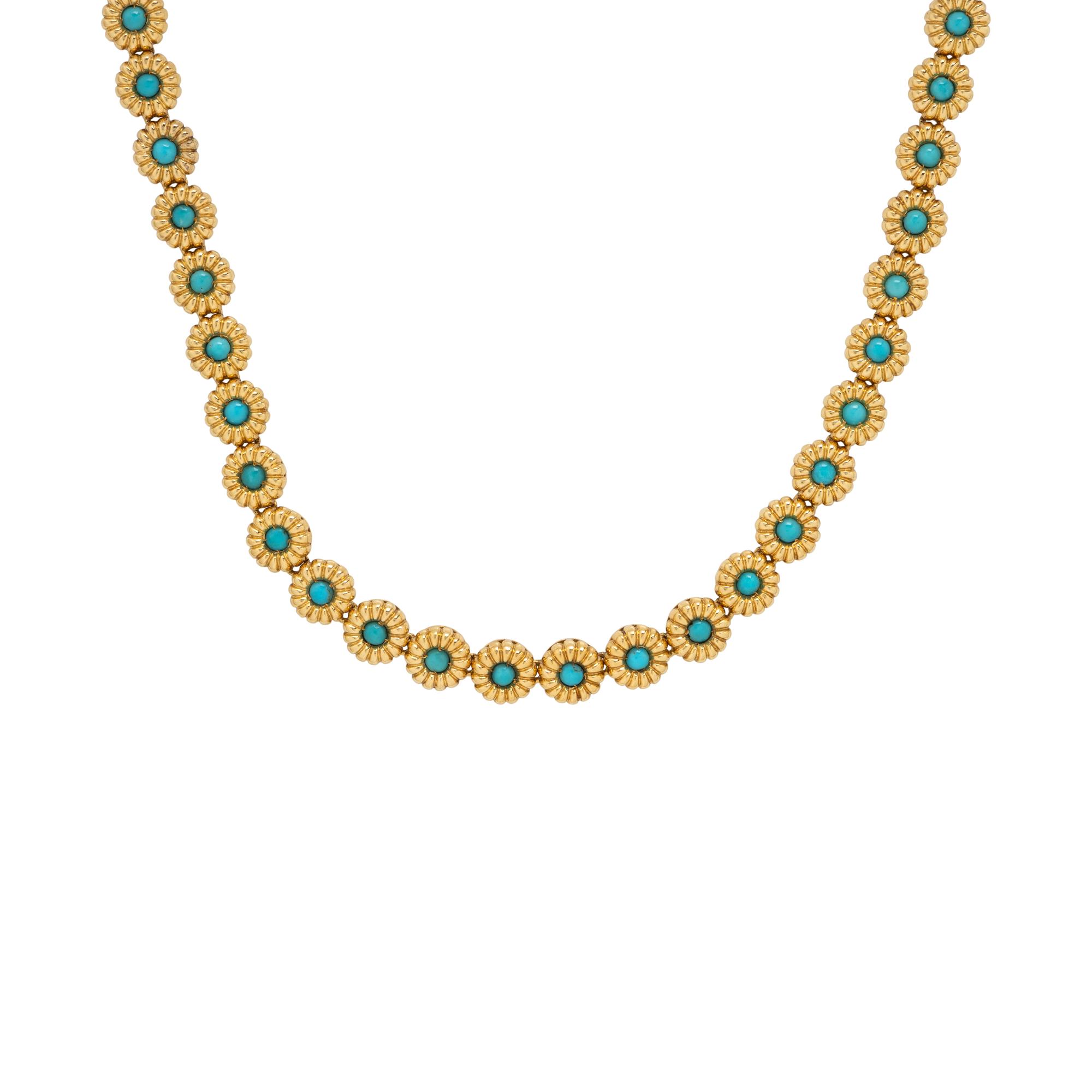 Turquoise and Yellow Gold Necklace