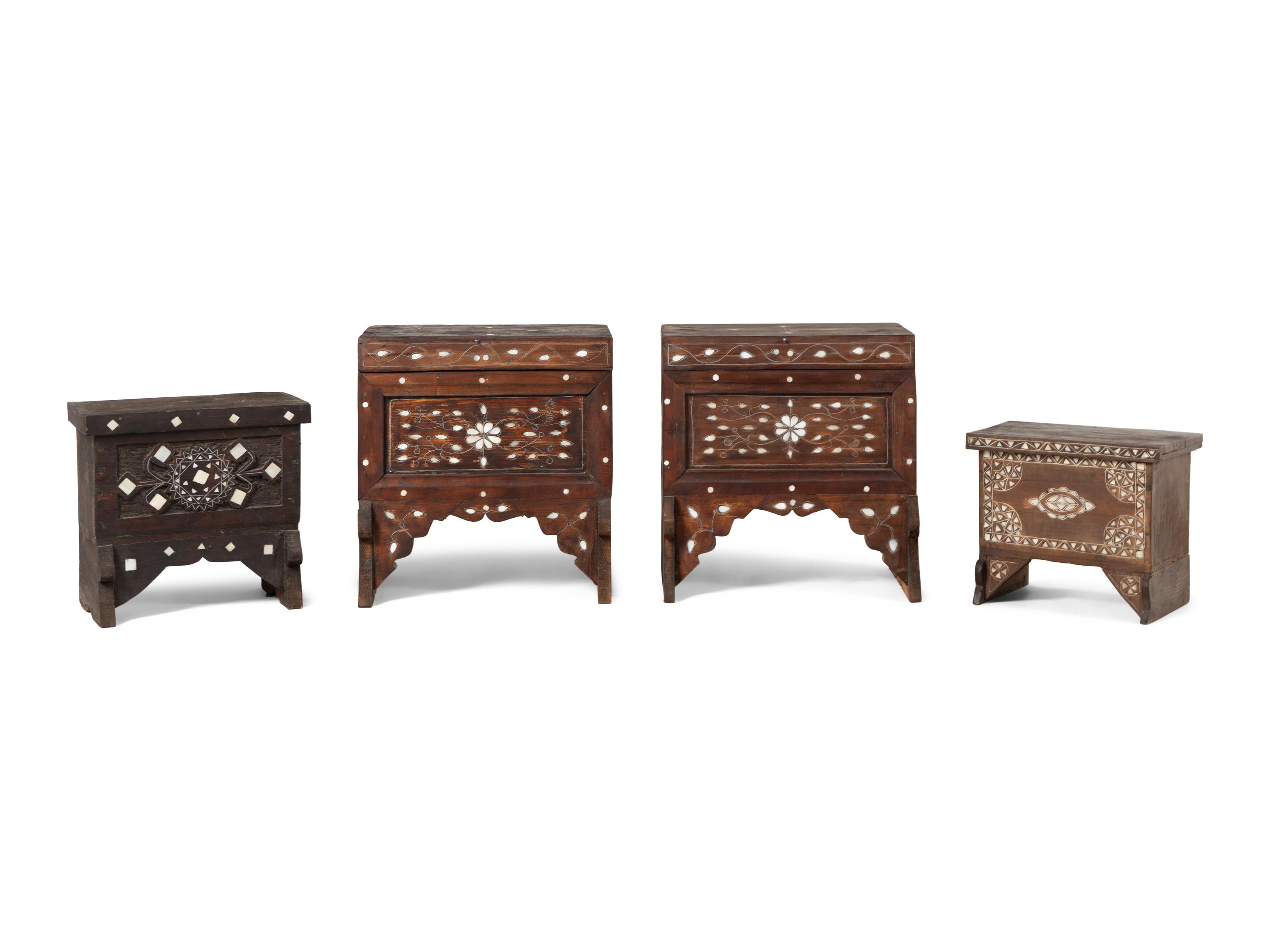 Four Syrian Mother-of-Pearl Inlaid Boxes