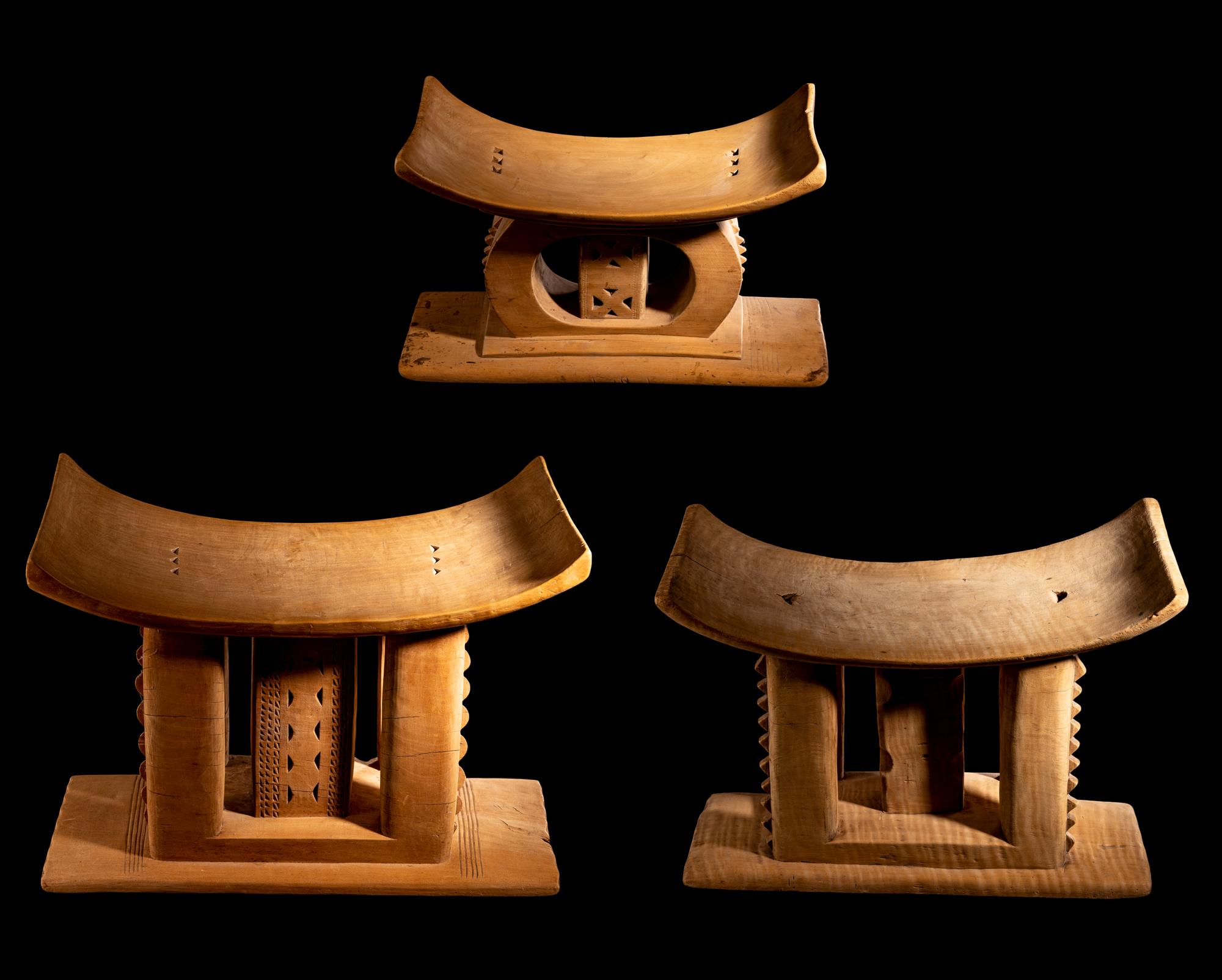 Three Ashanti Wood Stools